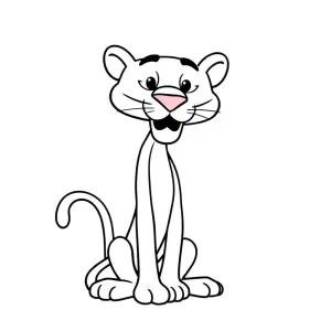 pembe panter boyama, child friendly, cute, no violence, clean lines